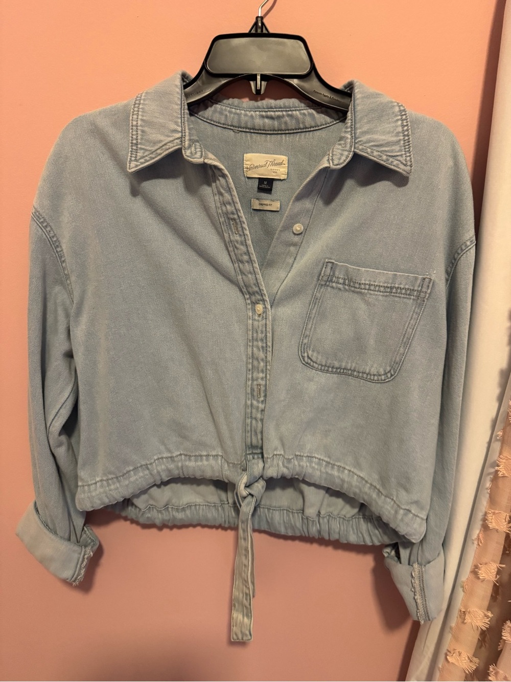 Universal Thread Light Blue Cropped Denim Shirt